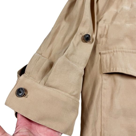 NWT Talbots Military Field Utility Jacket Drawcord Waist Shacket Tan Roll Tab XL - Picture 4 of 15